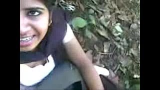 Indian girl sucking big dick and cum eating xxx outdoor sex